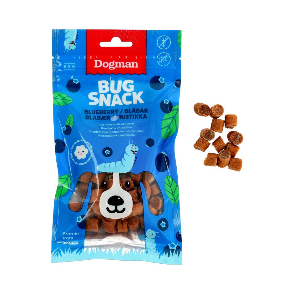 Dogman Bug Snack Blåbær til din hund |